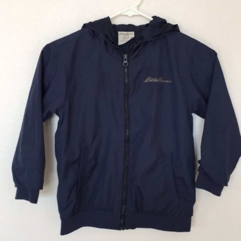 Eddie Bauer Youth Navy Blue Hooded Windbreaker Jacket